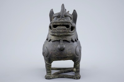 A Chinese bronze incense burner in the shape of a Qilin, late Ming Dynasty