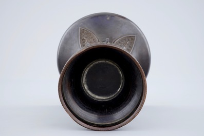 A Chinese bronze gu vase, late Ming Dynasty