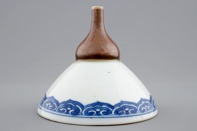 A Chinese blue and white and capuchin funnel, Kangxi