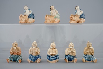 A collection of eight Chinese enamel biscuit &quot;Immortals&quot;, Qianlong, 18th C.