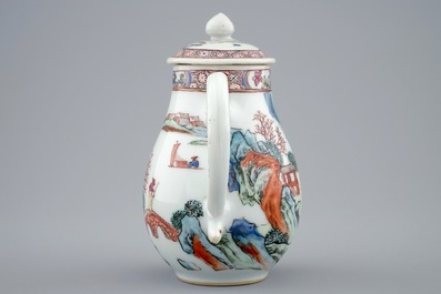 A Chinese famille rose milk jug and a saucer, Yongzheng, 1723-1735