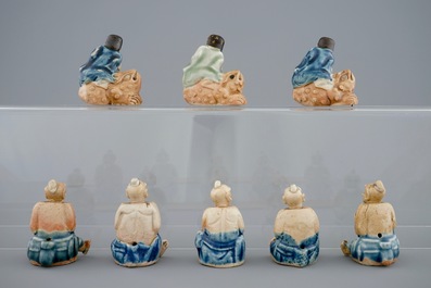 A collection of eight Chinese enamel biscuit &quot;Immortals&quot;, Qianlong, 18th C.