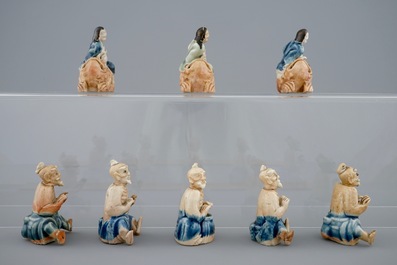 A collection of eight Chinese enamel biscuit &quot;Immortals&quot;, Qianlong, 18th C.