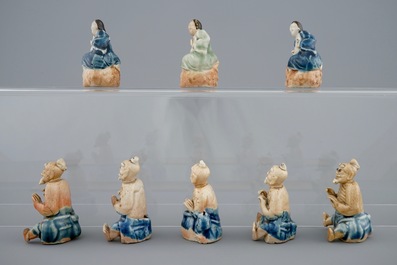 A collection of eight Chinese enamel biscuit &quot;Immortals&quot;, Qianlong, 18th C.