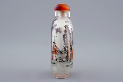 A Chinese inside-painted glass snuff bottle, 19/20th C.