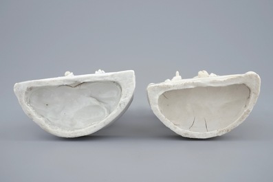 A pair of Chinese blanc de Chine groups of Hoho-brothers, Kangxi
