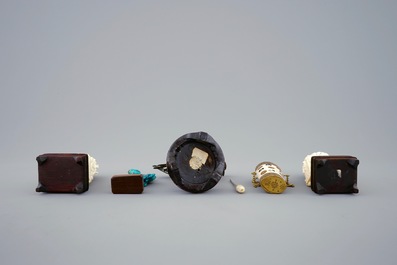 A collection of Chinese ivory, bone, gilt silver and turquoise objects, 19/20th C.