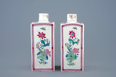 A pair of Chinese famille rose tea caddies and covers, Yongzheng, 1723-1735