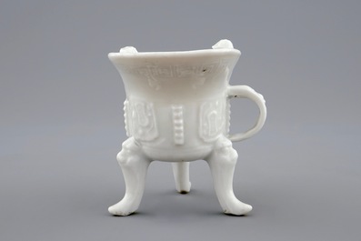 A Chinese Dehua blanc de Chine &quot;Jue&quot; wine cup, Kangxi