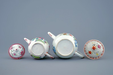 Two Chinese famille rose teapots and covers, Yongzheng/Qianlong, 18th C.