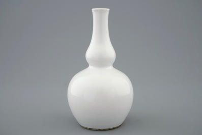 A Chinese blanc de Chine double gourd vase, Kangxi/Yongzheng