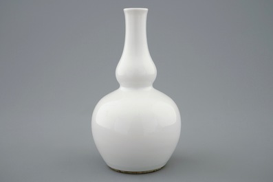 A Chinese blanc de Chine double gourd vase, Kangxi/Yongzheng