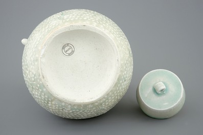 A Chinese qingbai moulded jug and cover, Southern Song Dynasty (1127-1279)