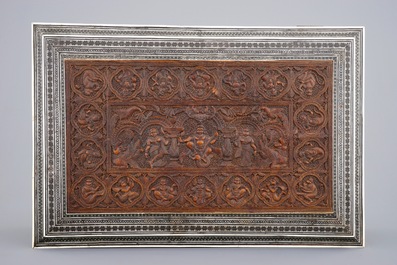 An Anglo-Indian carved wood and ivory work or writing box, Vizagapatam, 19th C.