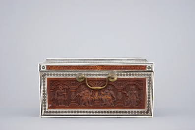Een Anglo-Indische houten doos met inlegwerk van ivoor, Vizagapatam, 19e eeuw