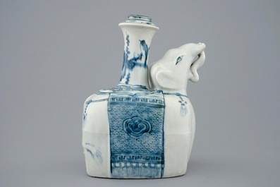 A blue and white Chinese elephant-shaped kendi, Ming Dynasty, Wanli, 1573-1619