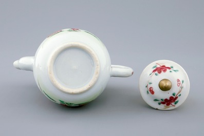 A Chinese famille rose milk jug and cover, Qianlong, 18th C.