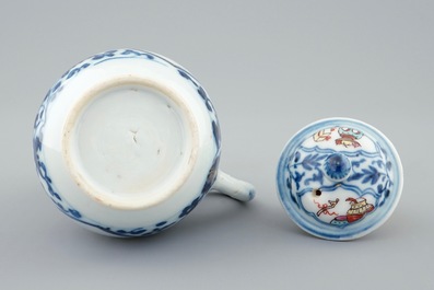 A Chinese famille rose mandarin milk jug and cover, Qianlong, 18th C.