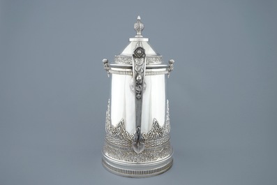 A large Chinese export or straits silver tankard, mark of Da Xing, Canton, 1870-1900