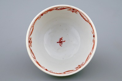 A Chinese European subject cup and saucer with cherry pickers, Qianlong, 18th C.