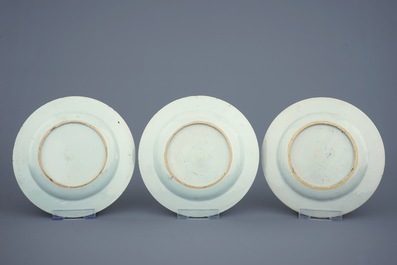 A set of 6 Chinese rose-verte plates with carps, Qianlong, 18th C.