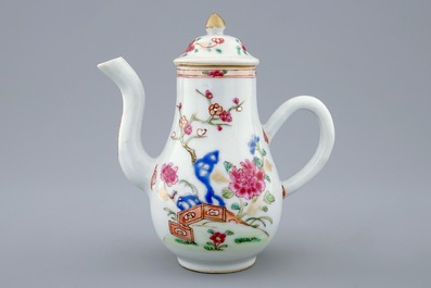 A Chinese famille rose milk jug and cover, Qianlong, 18th C.