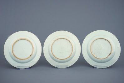 A set of 6 Chinese rose-verte plates with carps, Qianlong, 18th C.