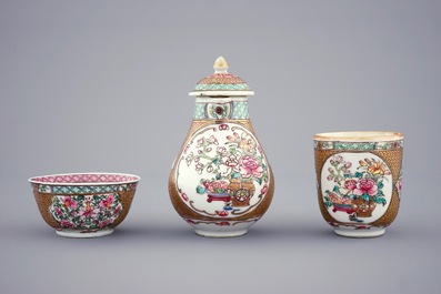 A fine Chinese famille rose and gilt part tea service, Yongzheng, 1723-1735