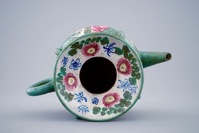 A Chinese enamelled Yixing teapot and cover, 19th C.