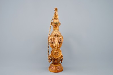A Chinese carved ivory vase and cover, 19th C.
