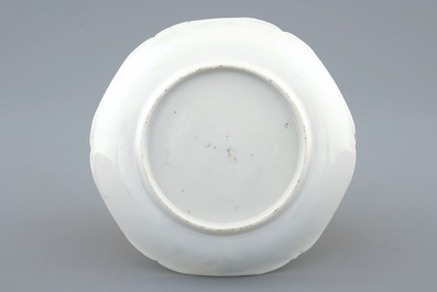 A Chinese semi-eggshell cup and saucer with quails, Yongzheng/Qianlong