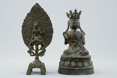 Two inscribed Chinese bronze figures of Buddha, Ming Dynasty