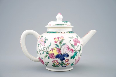A Chinese famille rose teapot and cover, Yongzheng/Qianlong
