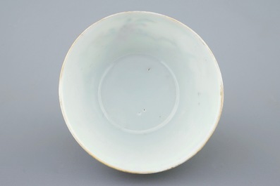 A Chinese famille rose semi-eggshell cup and saucer &quot;The Romance of the Western Chamber&quot;, Yongzheng, 1723-1735