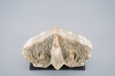 A Chinese carved marble Buddhist stele fragment, Northern Qi or Sui Dynasty, 6/7th C.