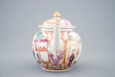 A Chinese mandarin teapot and cover, Qianlong, 18th C.
