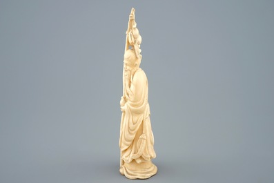 A Chinese carved ivory figure of Shou Lao, late 19th C.