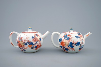 A pair of Chinese gilt Imari-style teapots and covers, Kangxi