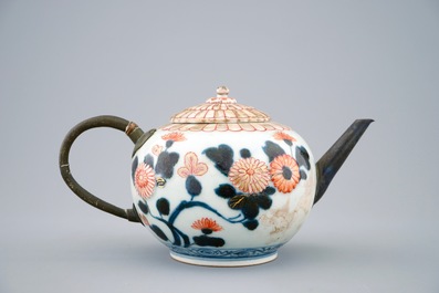 A Japanese Imari teapot and cover with replaced spout and handle, 18th C.