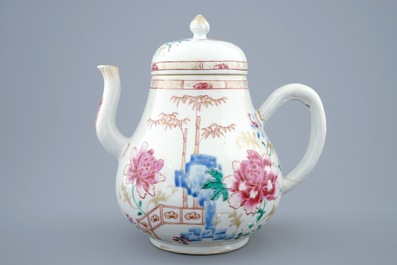 A large Chinese famille rose teapot and cover, Yongzheng/Qianlong