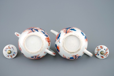 A pair of Chinese gilt Imari-style teapots and covers, Kangxi
