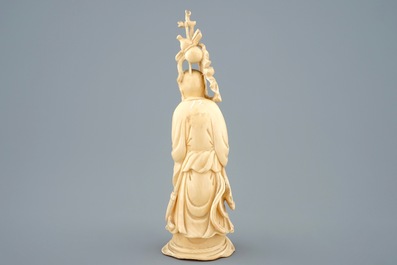 A Chinese carved ivory figure of Shou Lao, late 19th C.