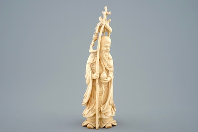 A Chinese carved ivory figure of Shou Lao, late 19th C.
