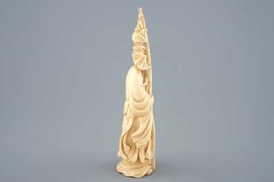 A Chinese carved ivory figure of Shou Lao, late 19th C.