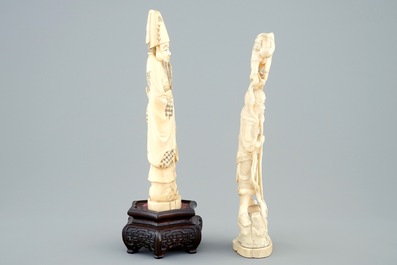 Deux okimono en ivoire, Japon, Meiji, vers 1900