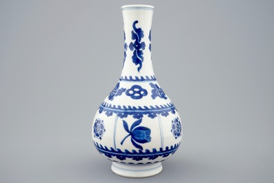 A Chinese blue and white bottle shaped vase, Kangxi