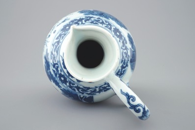 A blue and white Chinese jug, Transitional period, 1620-1683