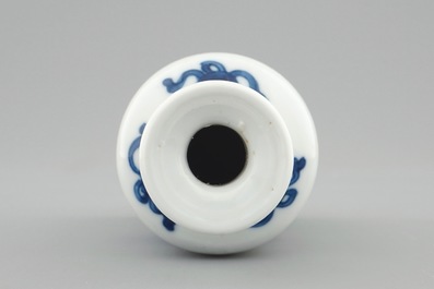 A small Chinese blue and white rouleau vase, Kangxi
