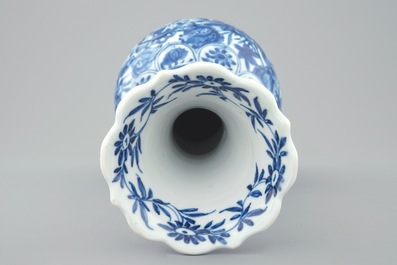 A Chinese blue and white double gourd vase with butterflies, Kangxi