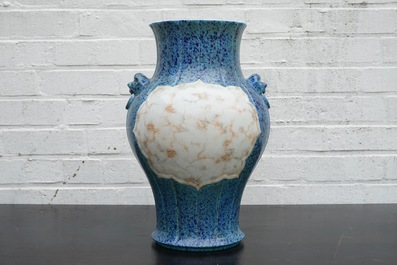 A Chinese robin's egg and faux marbre vase, Qianlong mark, 20th C.